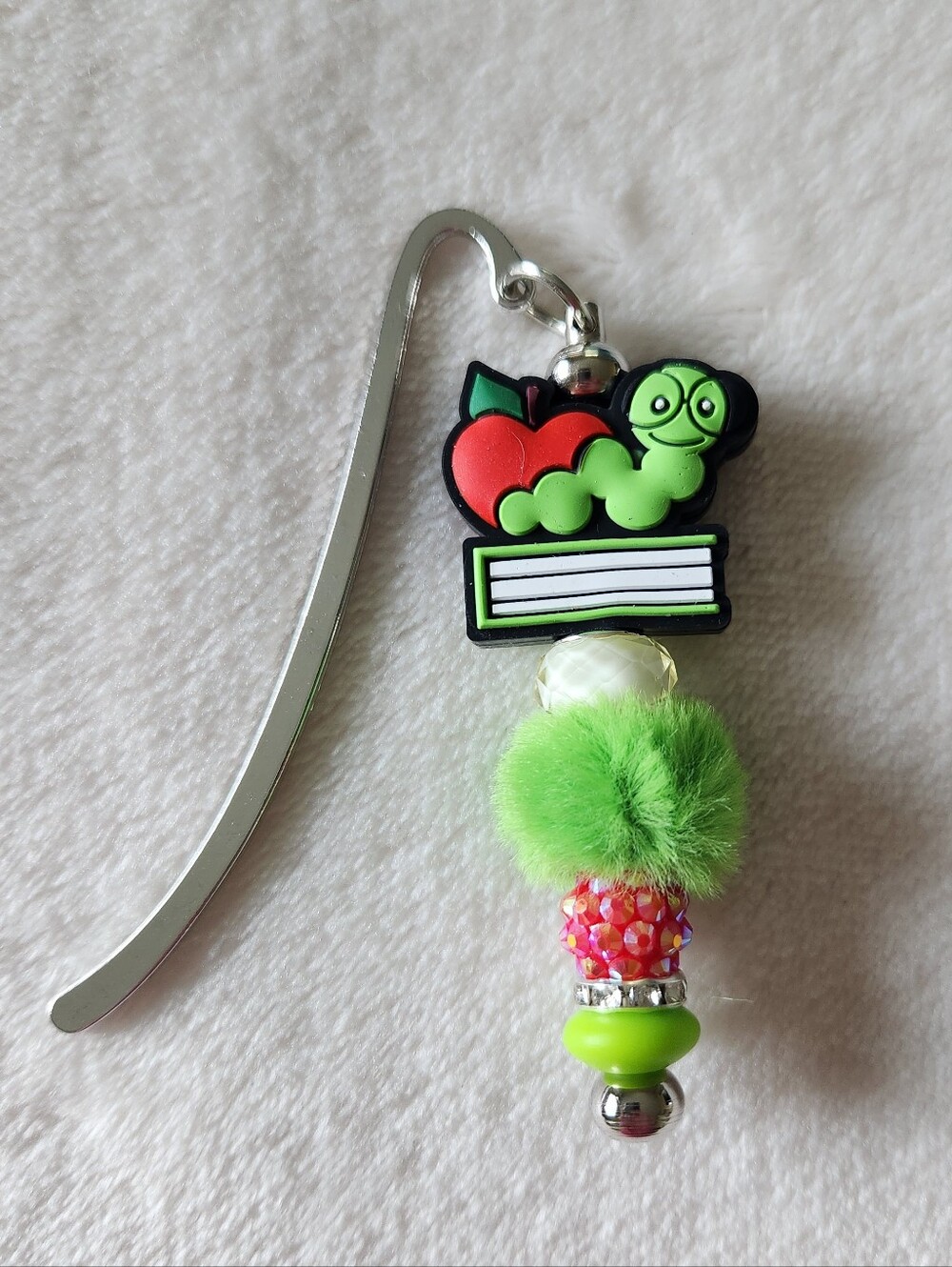 Cute Worm & Apple Book Bookmark